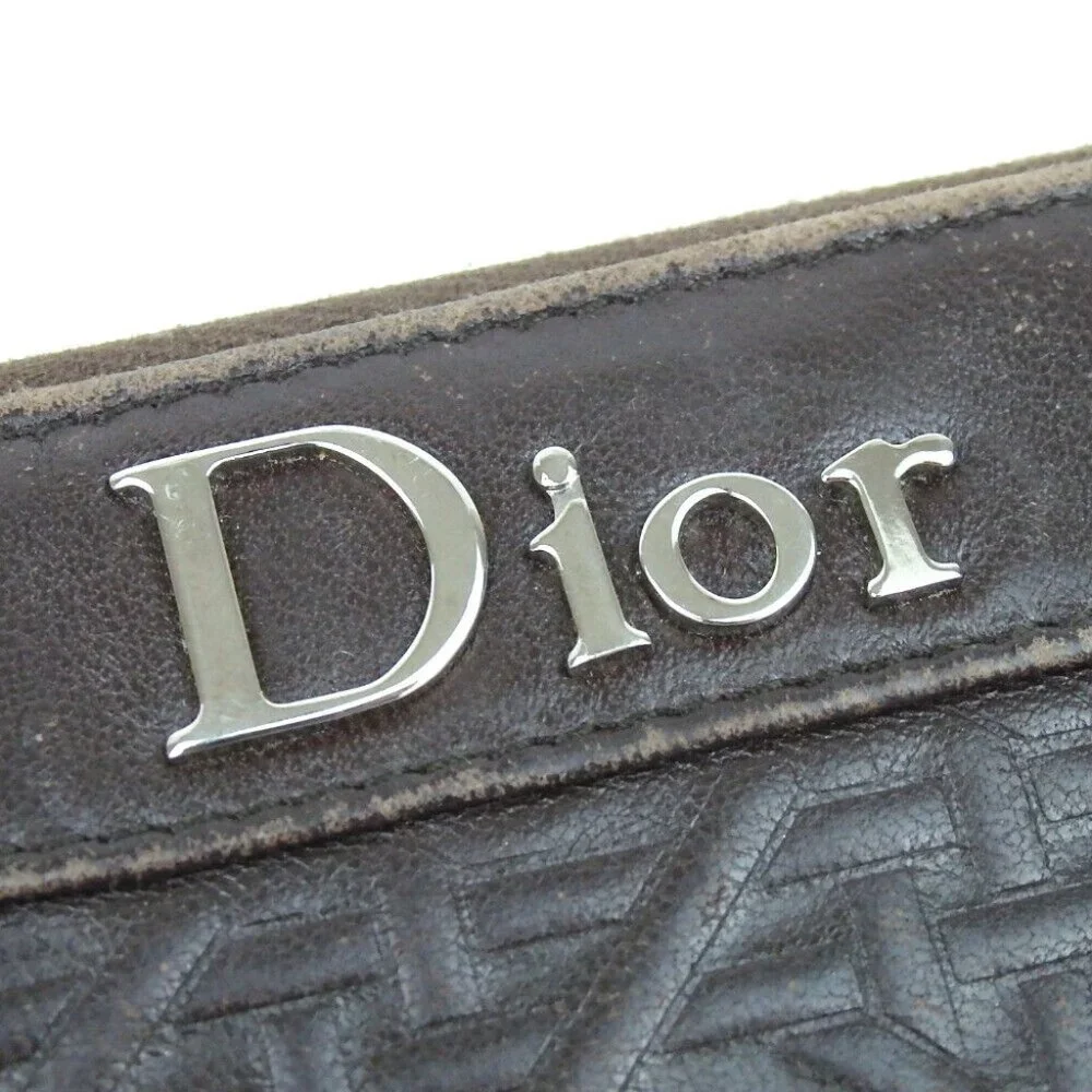 Authentic Christian Dior Cannage-embossed zip-around purse leather [Used]